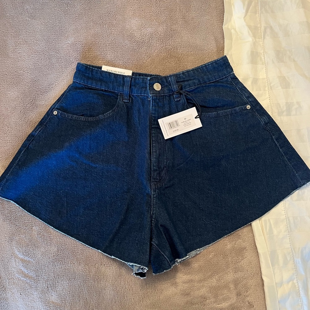 WeWoreWhat Flare bell shorts in true blue NWT size 27